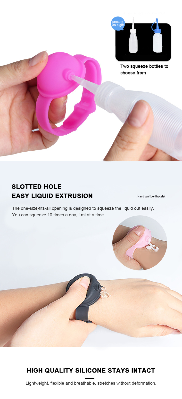 Reusable 10ml Silicone Hand Sanitizer Bracelet