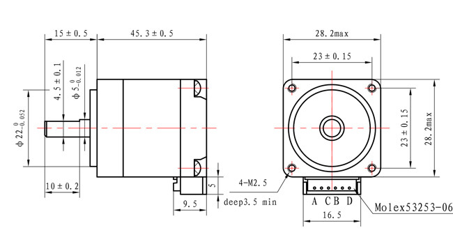 High Accuracy 1.8 Degree 28*28*45mm Nema 11 Hybrid Stepper Motor 1.5A for ATM Machine