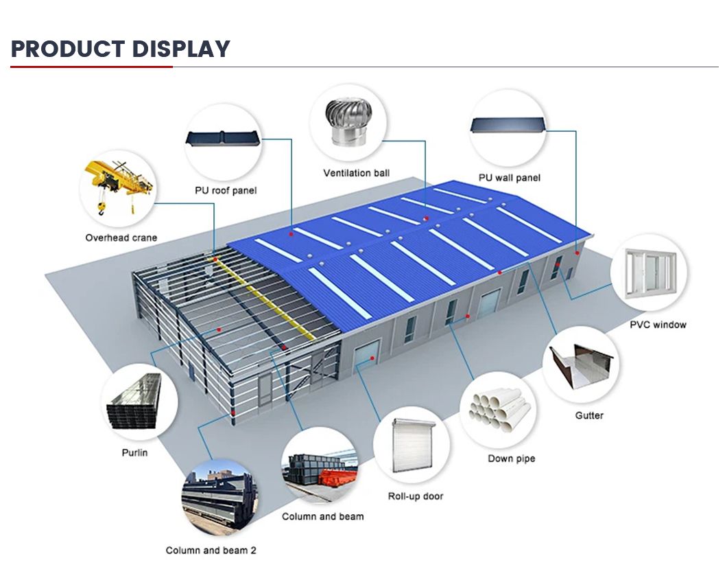 BS Hot Rolled Prefabricated Steel Buildings Black H Beam Workshop