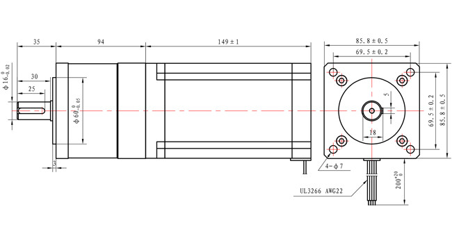 149mm Nema 34 Geared Stepper Motor with Large Reduction Ratio 10 1 Planetary Gearbox