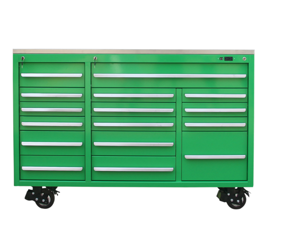 Car Repair Garage Workshop Tool Cabinet System with 15 Drawers and 72" Rolling Storage