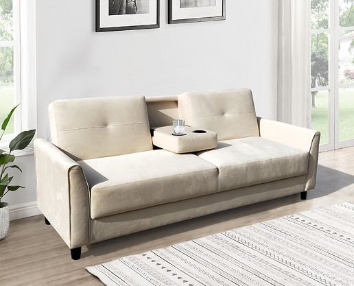 Folding Sofa Bed Queen, Portable Foldable Sofa Bed Easy to Storage, Off White