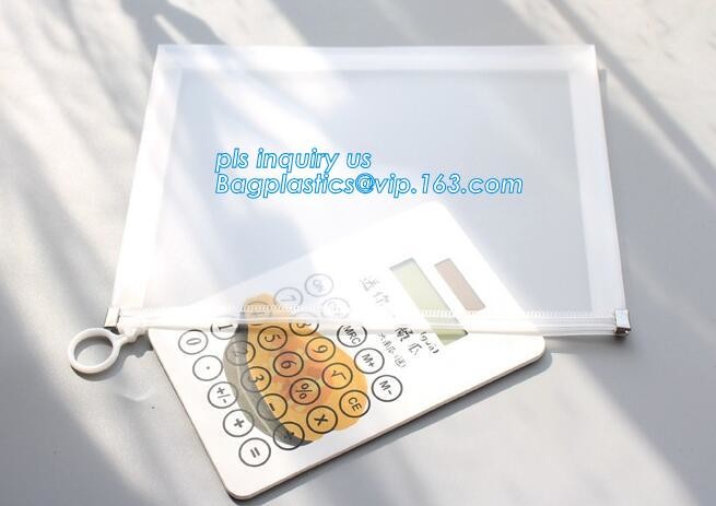 PVC slider Zip lockk bag for stationery, file,school kids, stationery packaging zipper bag with slider, PVC plastic Hanger