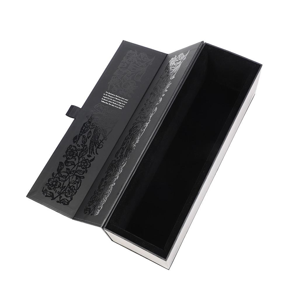 Premium Magnetic Closure UV Coating Rigid Cardboard Packaging Chamgane box and Wine Box with ribbon tab