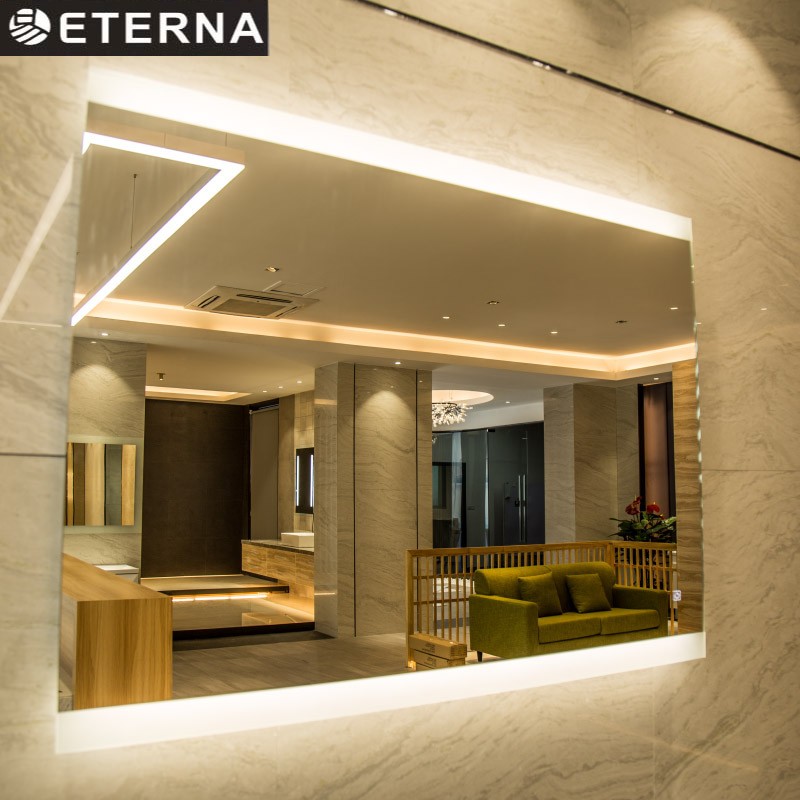 Hotel Decoration Full Length Vanity Mirror With Black Frame Around Light