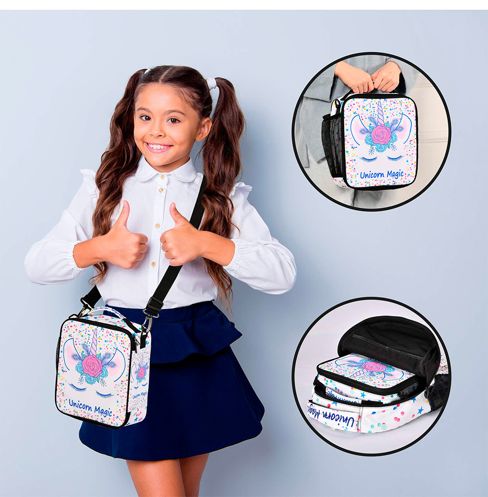 Unicorn Kids Insulated Tote Lunch Bag For Picnic