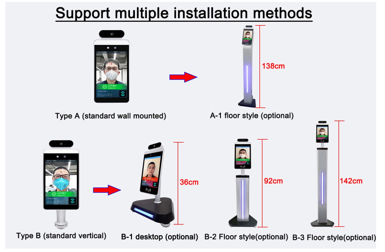 Smart All In One PC Body Temperature Kiosk With Wifi Camera
