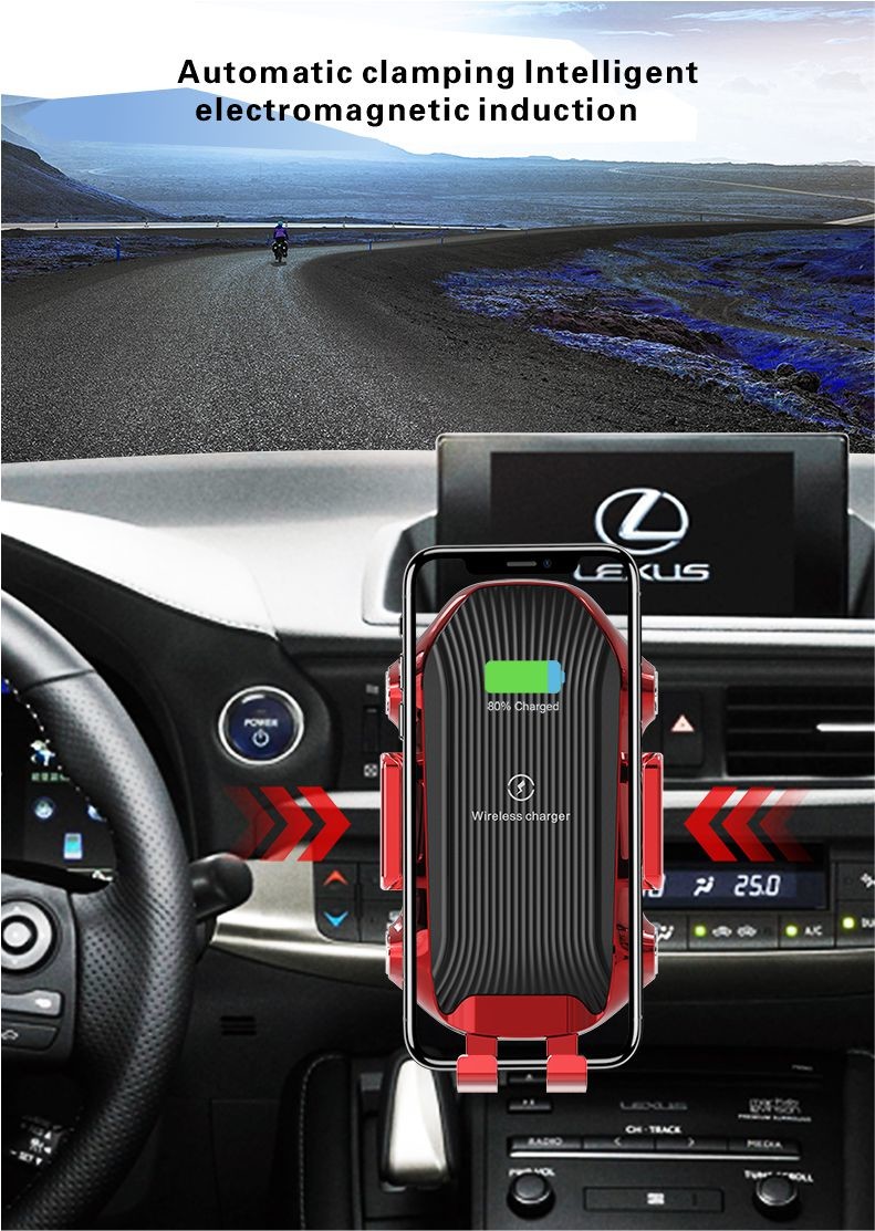 Smart Wireless Car Charger Qi Phone Holder 15W Automatic Matching Air Vent Clip