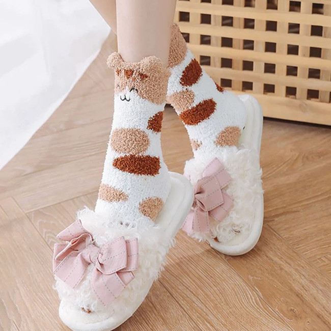 Thick Indoor Fuzzy Winter Warm Home Socks Cute Cartoon Animal Fluffy Socks