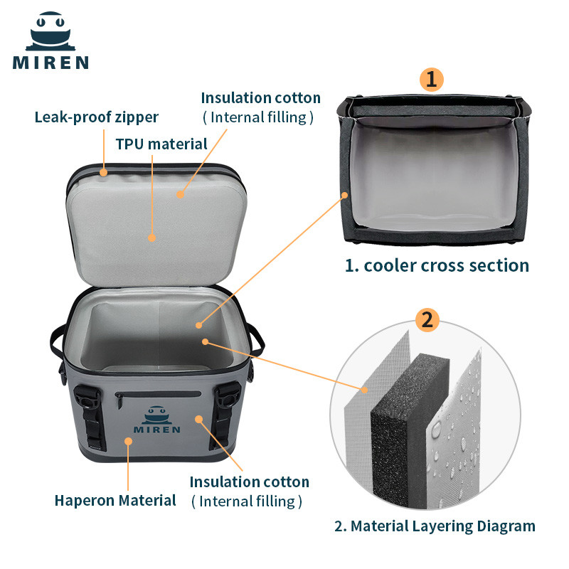 Insulated 24 Can Cooler Bag With Front Pocket Hypalon Material