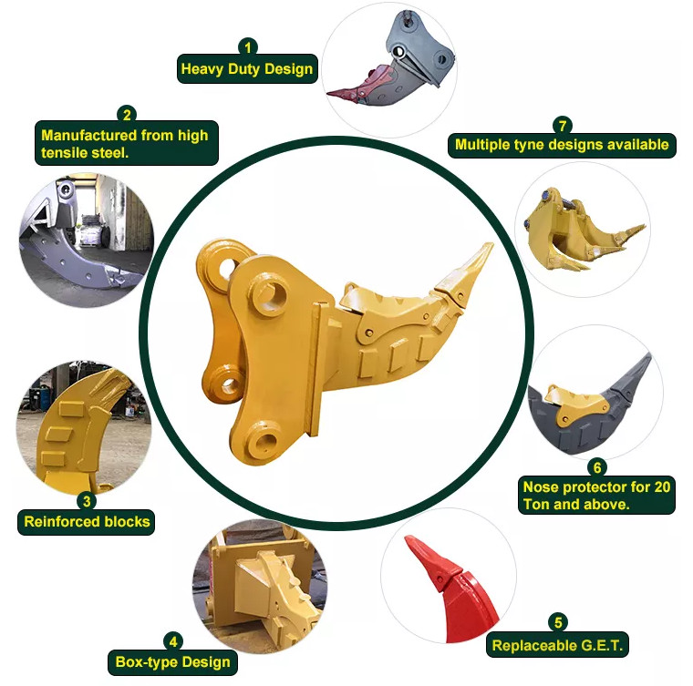 Single Teeth 3.5 Ton Excavator Thumb Ripper Hard ground penetration