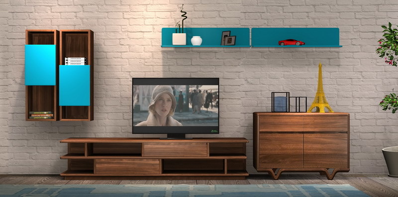 2017 New Living room Furniture TV Wall Unit Floor stand Hang cabinet in MDF melamine with High glossy panel