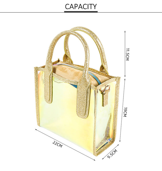 Transparent Iridescent Reusable Waterproof PVC Tote Bag