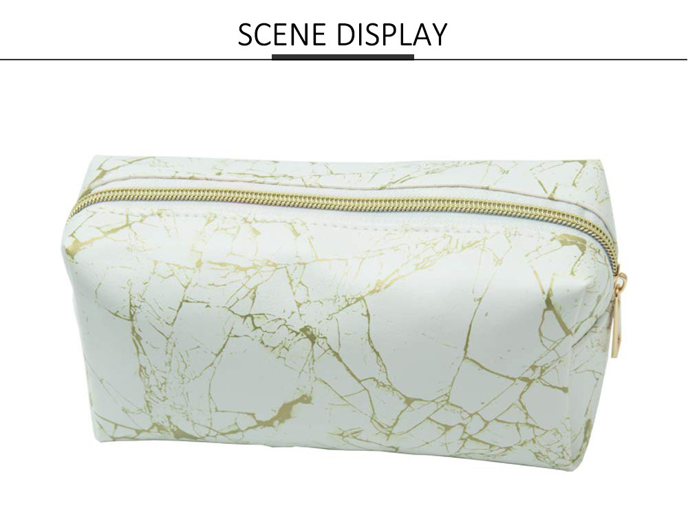 Waterproof 3 Pack Marble PU Cosmetic Makeup Bag For Girl