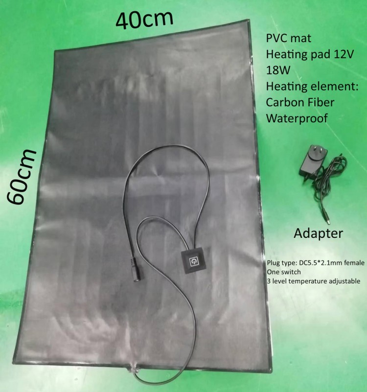 Far Infrared Reptile Heating Pads 40x60cm PVC Waterproof Pet Heating Pad DC 12V