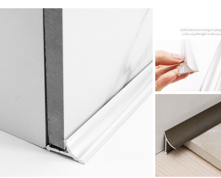 Weather Resistance Aluminum Skirting Board , 2.44m Brushed Aluminium Skirting