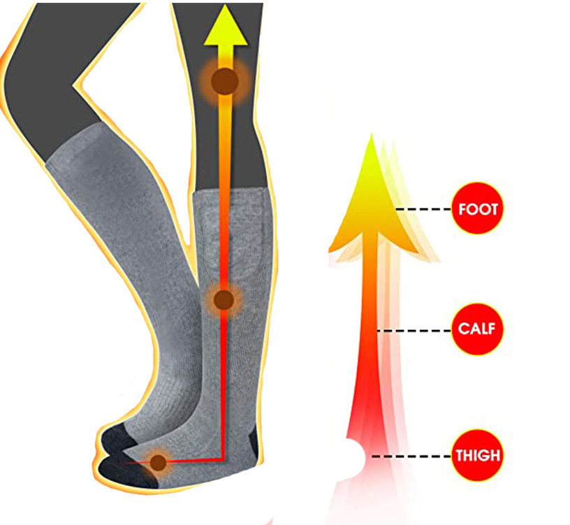 Graphene Sheet Electric Heating Socks , Skiing Men's Thermal Socks