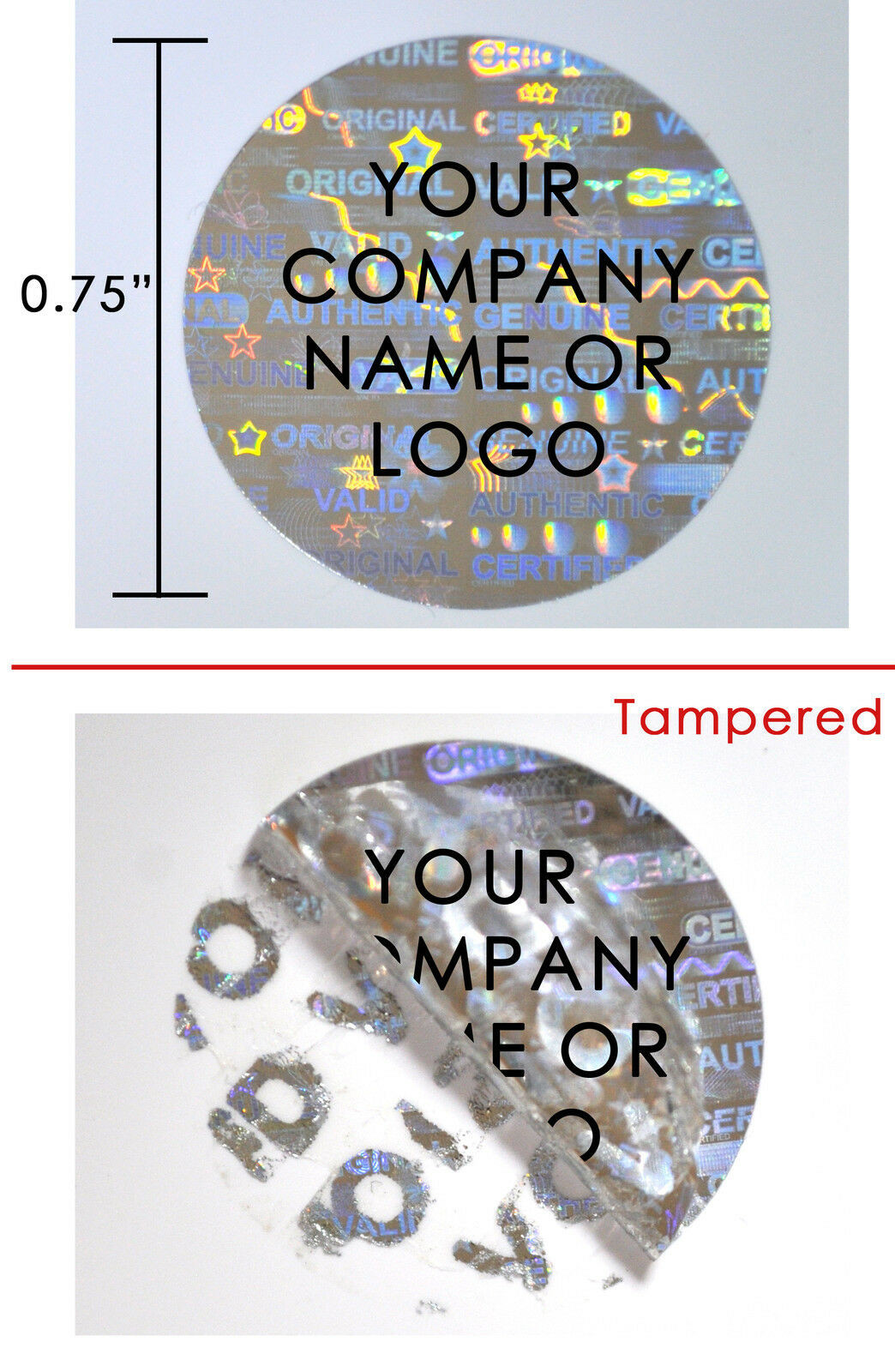 Laser Paper Holographic Tamper Evident Labels Waterproof Hologram Seal Sticker