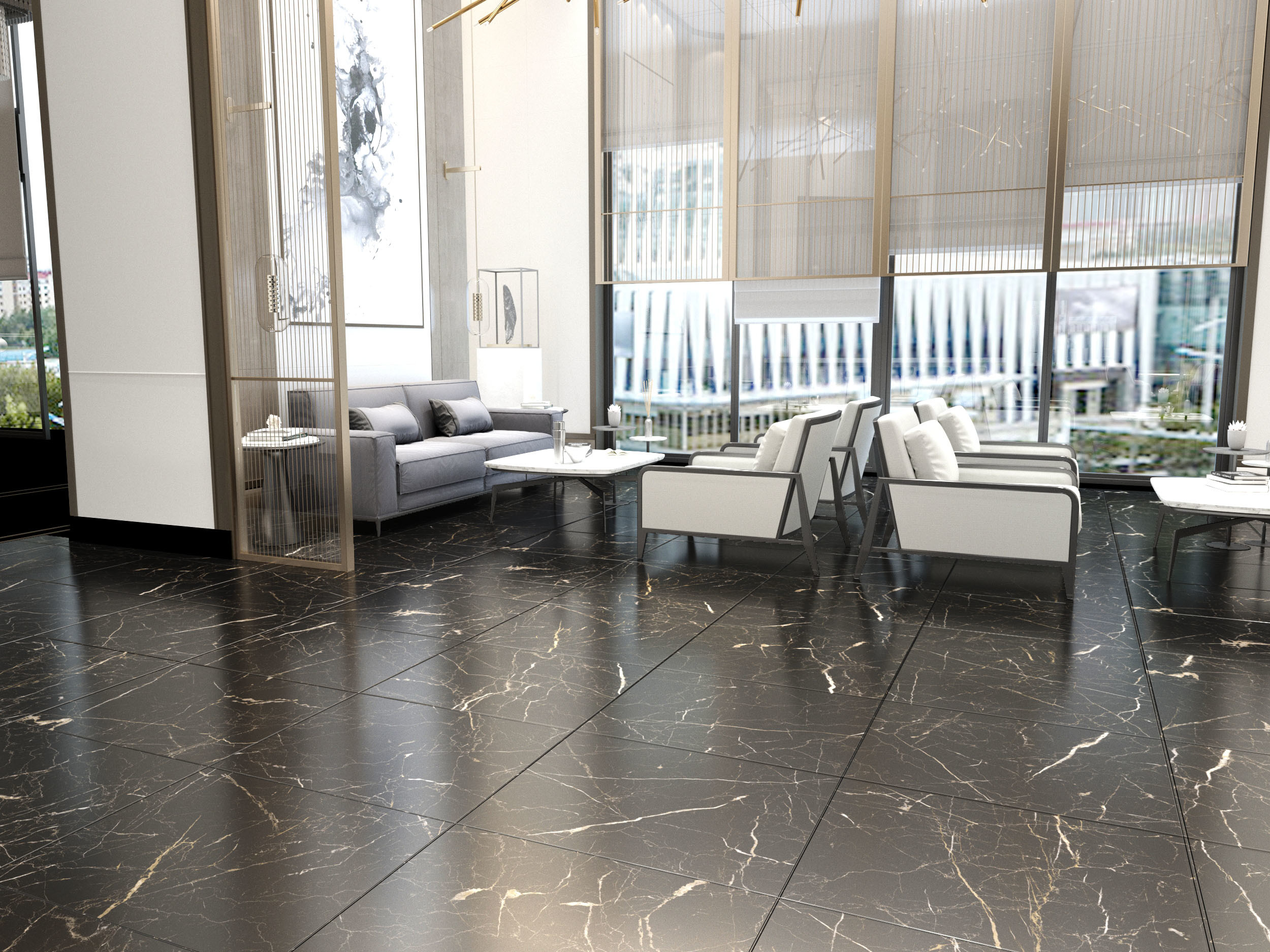 5.5mm Dark Brown Marble Vinyl Flooring Recyclable Corrosion Resistant GKBM Greenpy GL-S5561-3