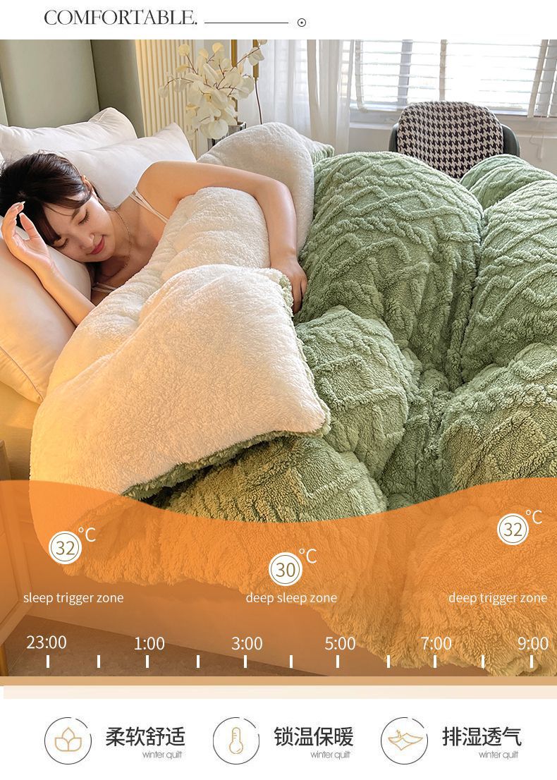 Warm Chunky Thickened Winter Velvet Sherpa Quilt Weight Blanket