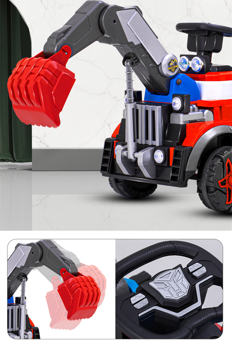 G.W. N.W 15KG/12KG LED Colorful Headlights 6v All-electric Construction Truck Car for Kids