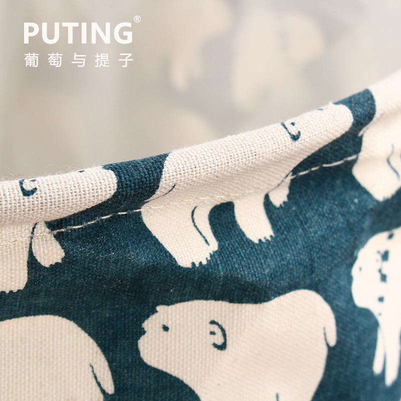 Puting Foldable washing laundry basket clothes toy storage bag large box customized blue elephant laundry facility