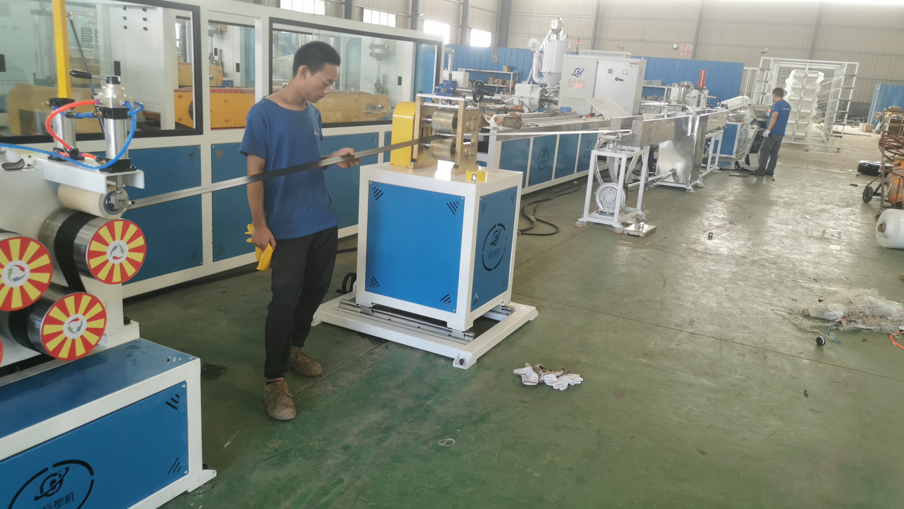 25M*2.5M*3.5M Plastic Coated Geo Strap Band Production Line Geo Strap Making Machine