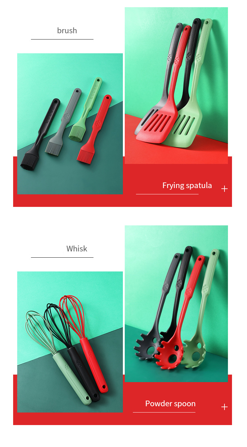 Reusable Seamless Silicone Cooking Utensils Set With SS Core