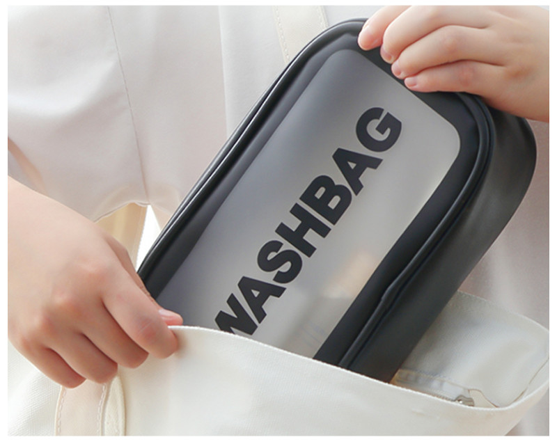 Simple Style Zipper Closure Unisex Frosted PVC Makeup Bag