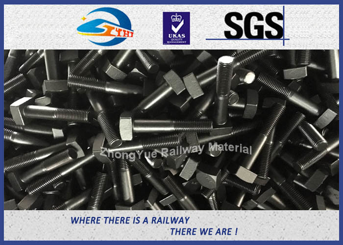Square Railway Bolt with plain oiled or black oxide color sized 20x130mm