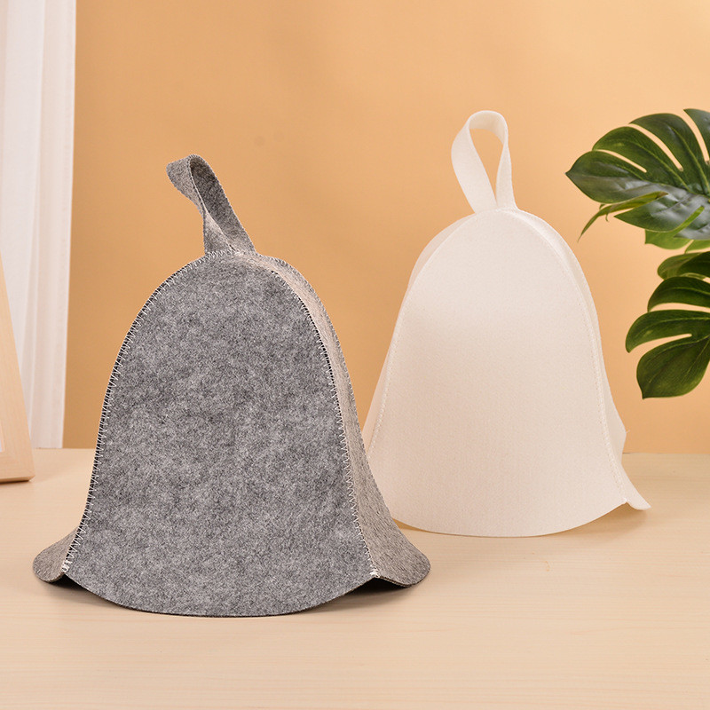 5 pcs Grey Wool Felt Sauna Hat Sets for Russian Banya Sauna With organizer bag