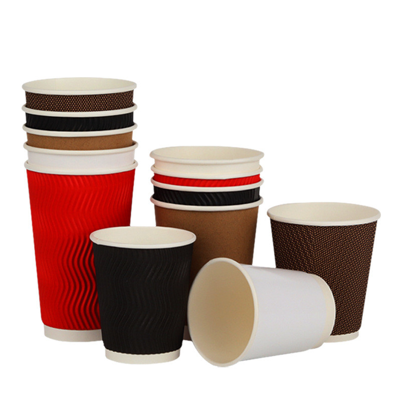 Disposable Paper Cup For Hot Drinks 8oz Ripple Wall Pe Coated Paper Cups For Takeaway