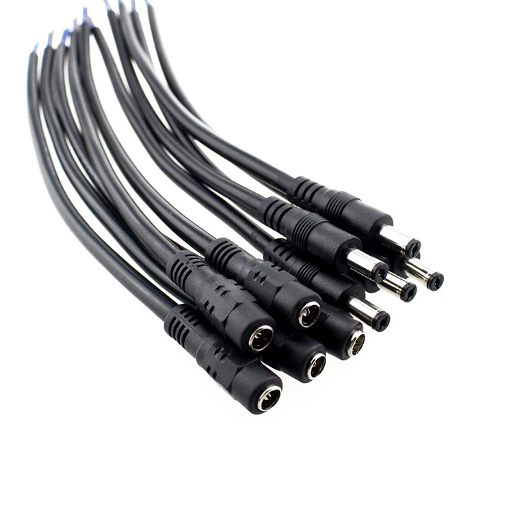 Male Female 5.5x2.1mm 5.5x2.5mm 3.5x1.35mm DC Plug Jack Socket to Open Bare Pigtail Wires End Cable for LED CCTV Security Camera