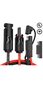  MC4 to SAE Adapter Cable 10 AWG 24 Inch with 1pcs SAE Polarity Reverse Adapter Connector 