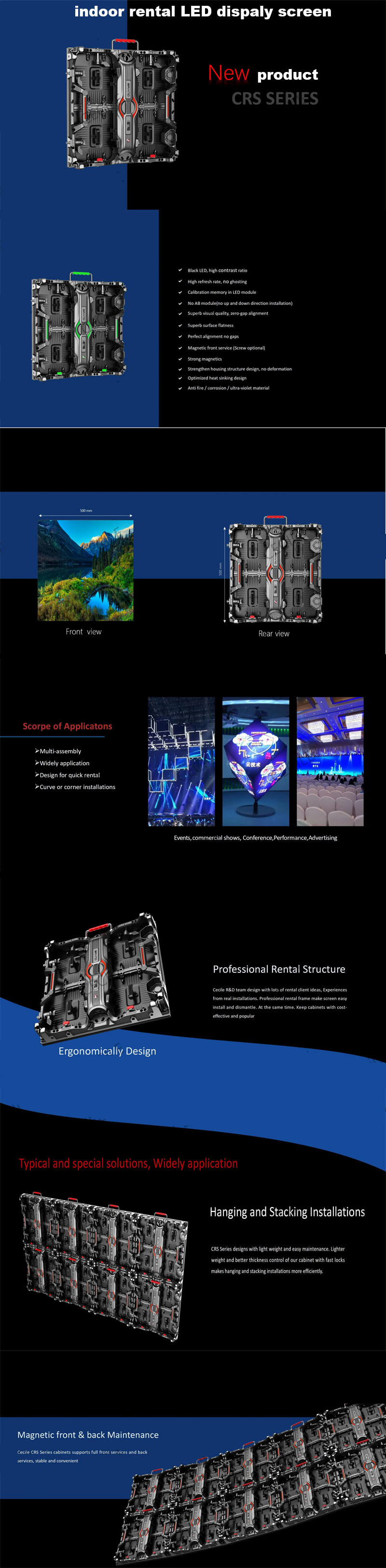 Business 3840Hz Indoor Led Display Screen Waterproof P3.91 Video Wall