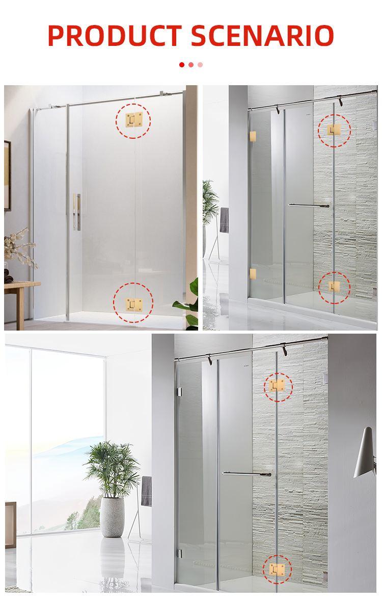 Modern Design 304 Stainless Steel Glass to Glass Hinge 180 Degree Bathroom Gate Clamp