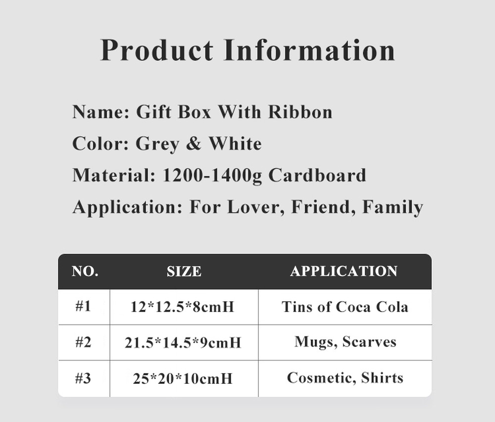 Customized Three Sizes Rigid Paper Gift Box With Bow For Spouse Friend Family
