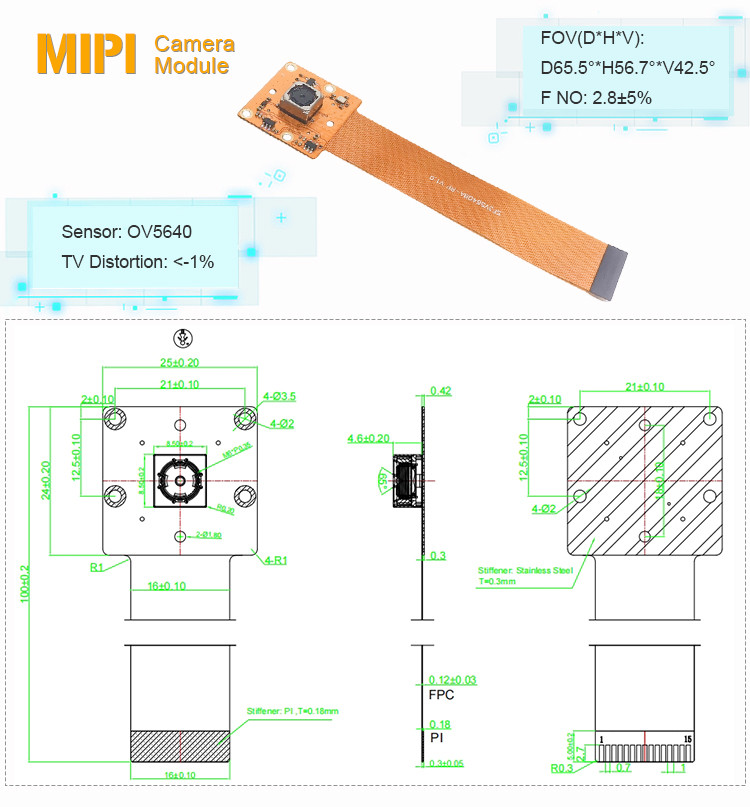 AF FF CMOS OV5640 Raspberry Pi Camera Module V2 5MP Hd Mipi Cam Module