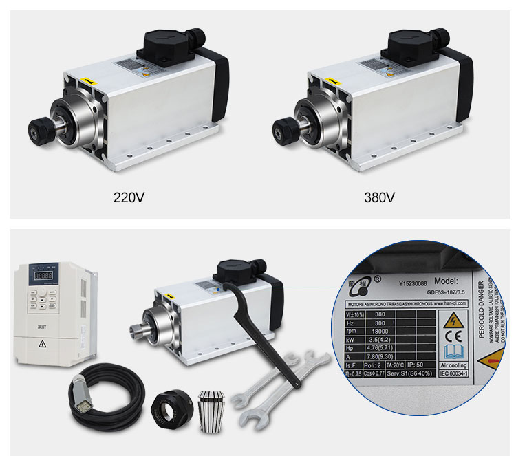 After Service Online support 3.5kw ER20 Air Cooling Spindle Motor for Engraving Machine