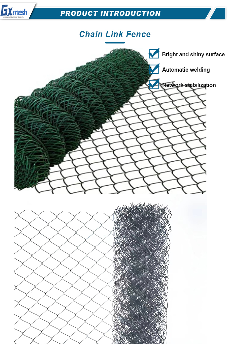 High Grade New Design Custom Used Chain Link Wire Mesh Hot Dipped Galvanized Chain Link Fence