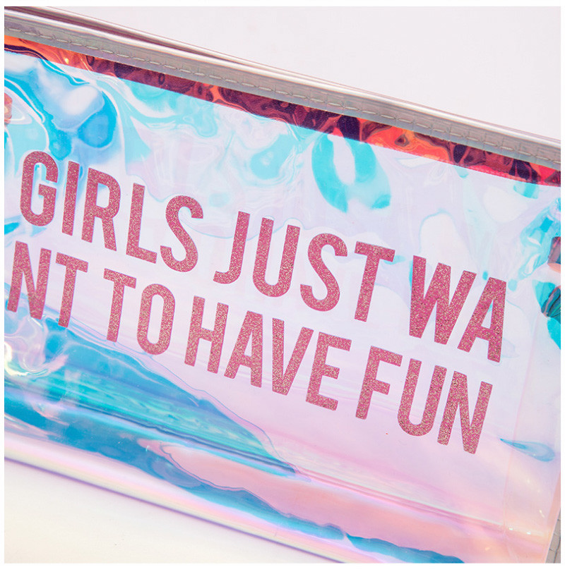 Laser Clear PVC Custom Logo Transparent Toiletry Wash Bag