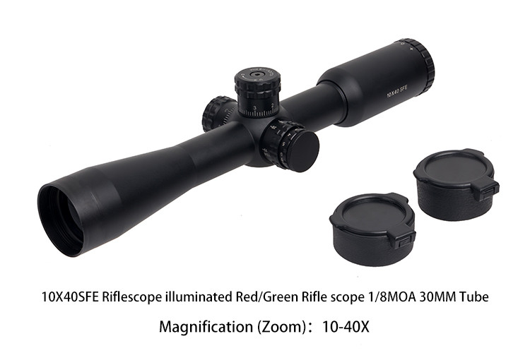 Fogproof 10X40SFE Riflescope Illuminated Hunting Scope 1 / 8MOA 30MM Tube