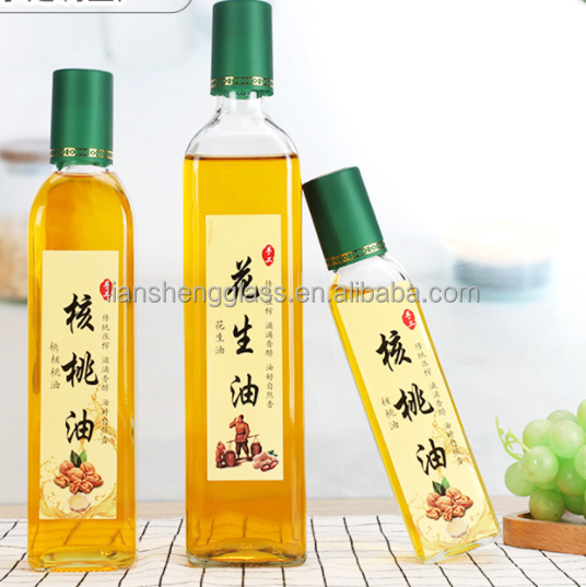 Green Glass Round Olive Oil Bottle With Lid Olive Oil Bottle with Logo Customization