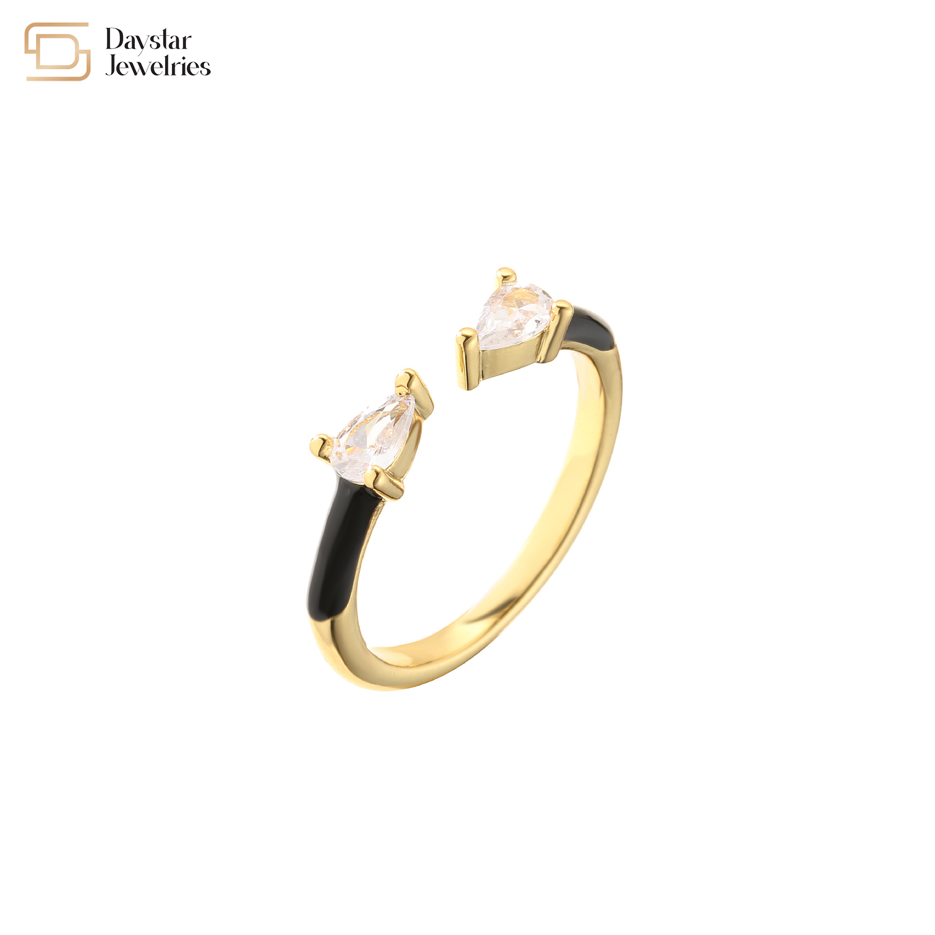 18k Gold Plated Adjustable Cubic Zirconia Water Drop Rings For Women Jewellery