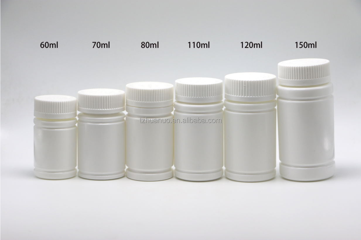 120ml Round PE Plastic Bottle with Screw Cap for Pill Capsule Tablet Medicine Supplement
