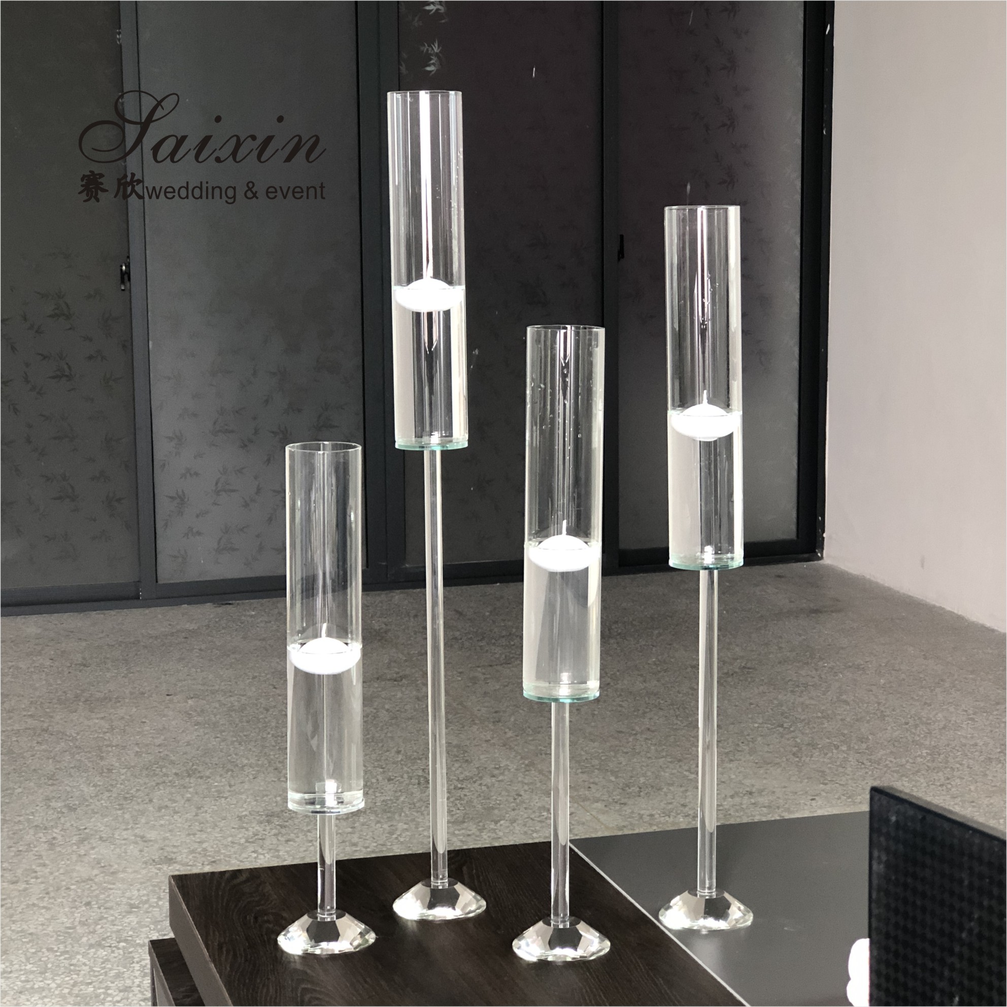 Black Metal Taper Candle Holders Candlesticks Candelabra 3 Pcs Set 54cm
