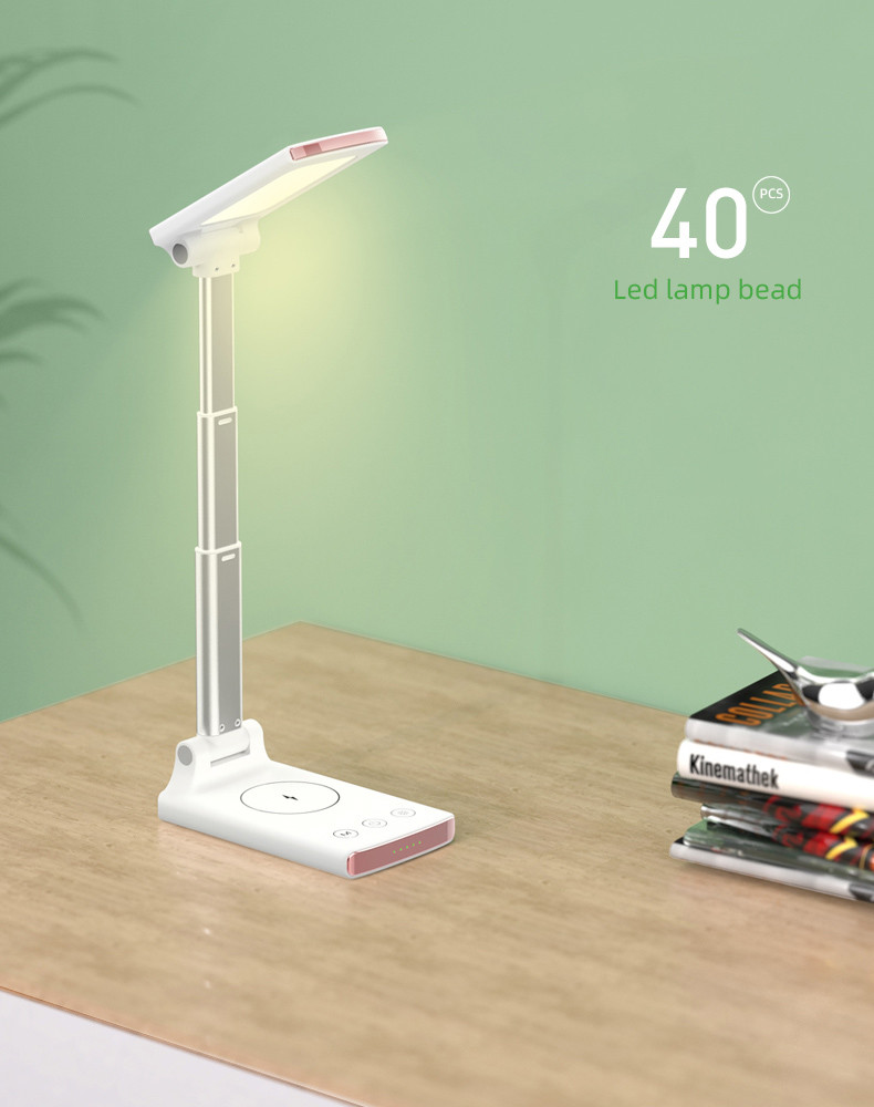 Flat Aluminium Foldable Led Desk Lamp With Wireless Charger Usb Charging For Iphone