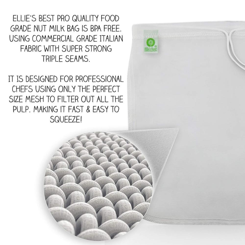 Premium Nylon Nut Milk Filter Bag 12"×12" Reusable Food Strainer Bag