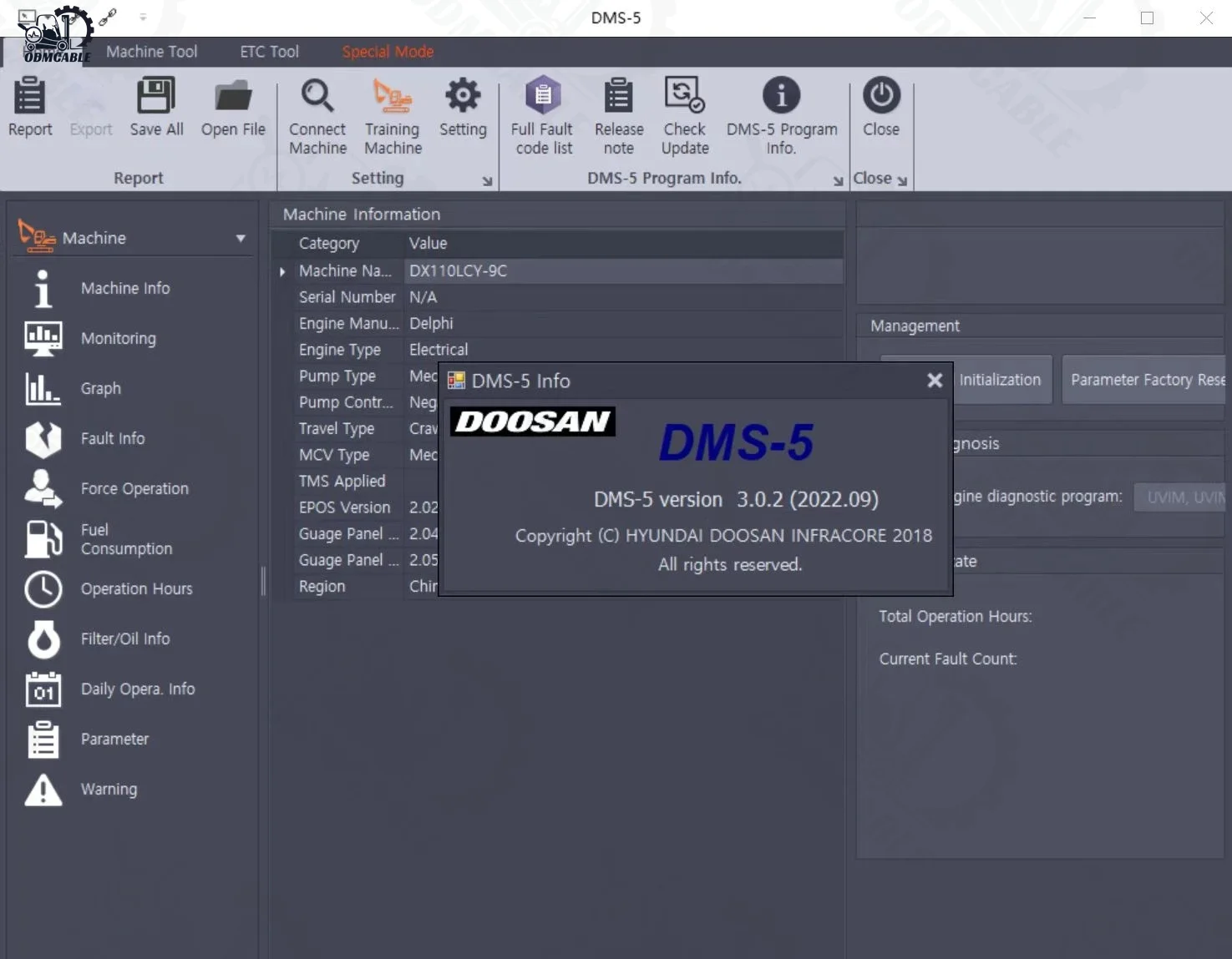 For Doosan Excavator Wheel Loader Monitoring Program DMS-5 Diagnostic Scanner Tool With Toughbook CF C2 Laptop
