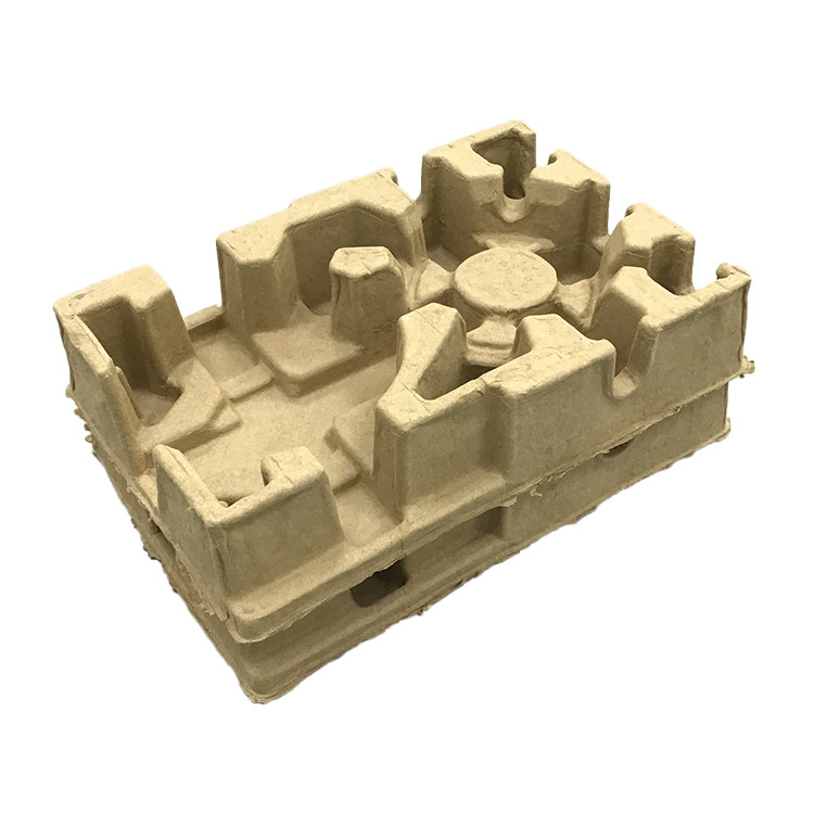 Recycled Paper Molded Pulp Tray Packaging Compostable Ecofriendly Brown for Electronic